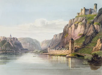 St. Goarshausen, St. Goar und Rheinfels, graviert von T. Sutherland, aus 