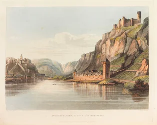 St. Goarshausen, St. Goar und Rheinfels. Aus: Eine malerische Tour entlang des Rheins, 1820