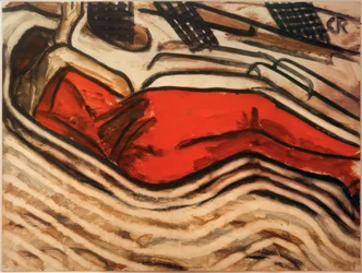 Schlafende in Rot (Liegender weiblicher Akt, schlafend)