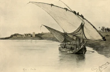 Felucca auf dem Nil bei Kom Ombo, Ägypten, 1898