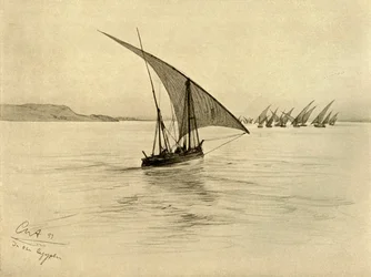 Feluccas auf dem Nil, Kairo, Ägypten, 1898