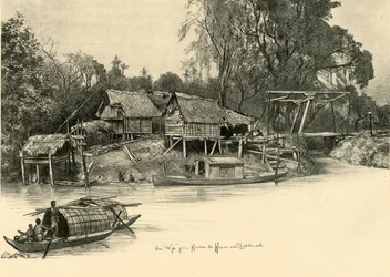 Häuser auf Stelzen, Bangkok, Siam, 1898