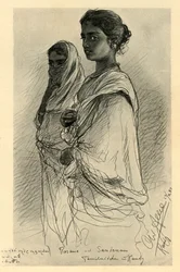 Rosama und Sandenam, Tamilische Mädchen, Kandy, Ceylon