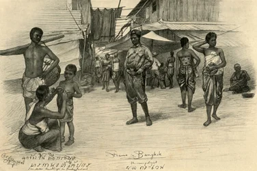 Straßenszene, Bangkok, Siam, 1898