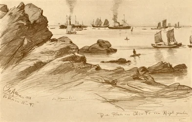 Die Straßen von Chefoo, gesehen von den Hügeln, China, 1898