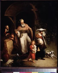 Die Vertreibung von Hagar und Ismael, Gemälde von Christian Wilhelm Ernst Dietrich, 18. Jahrhundert