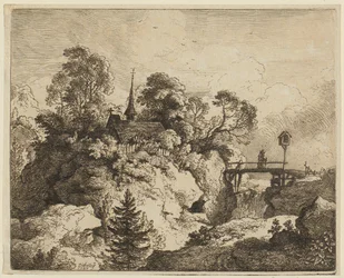 Eine Landschaft mit einem Einsiedler auf einer Brücke [Der Einsiedler auf der Brücke]