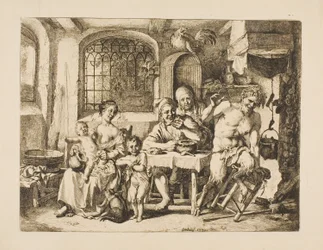 Satyr in einem Bauernhaus, im Stil von Jordaens