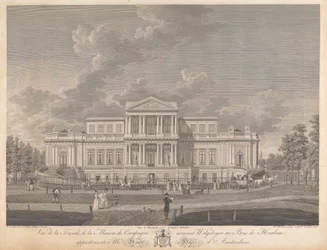 Welgelegen: Ansicht der Fassade des Landhauses namens Welgelegen im Wald von Harlem, im Besitz von Herrn Henry Hope aus Amsterdam