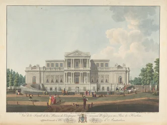 Welgelegen: Ansicht der Fassade des Landhauses namens Welgelegen im Wald von Harlem, im Besitz von Mr. Henry Hope aus Amsterdam