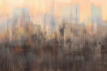 Abstrakte Stadtlandschaft bei Sonnenuntergang