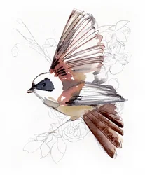Fliegender Aquarellvogel