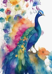 Leuchtender Pfau in Aquarell