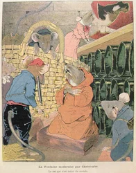 Illustration für Die Ratte, die sich aus der Gesellschaft zurückgezogen hat aus Fabeln von Jean de La Fontaine