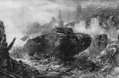 Der erste Einsatz von gepanzerten Landfahrzeugen im Krieg, die „Tanks“ an der Westfront