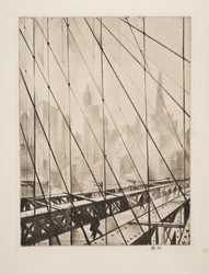 Blick durch die Brooklyn Bridge, veröffentlicht 1921
