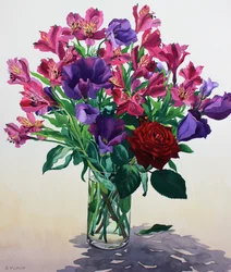 Blumen mit roter Rose