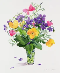 Mohnblumen und Geranien