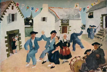 Tanzende Matrosen, Bretagne von Christopher Woods, 1930, 1936
