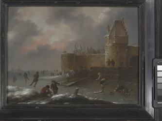 Winterlandschaft mit Schlittschuhläufern, um 1660