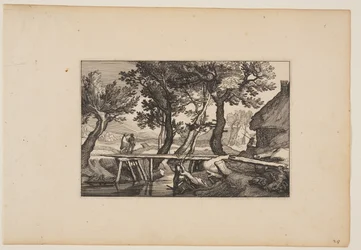 Eine Holzbrücke, aus Landschaften