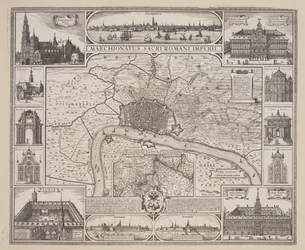 Plan von Antwerpen mit Ansicht der Stadt und der wichtigsten Gebäude