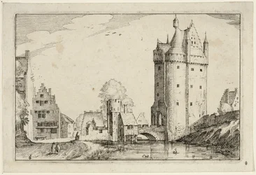 Stadttor, Platte zwei nach Bilder von Bauernhöfen, Landhäusern und rustikalen Dörfern (Praediorum villarum et rusticarum casularum icones)