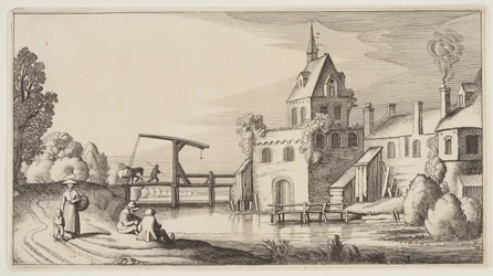 Dorf an einem Fluss, aus Landschaften (Playsante Lantschappen)
