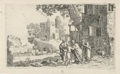 Tobias und der Engel verabschieden sich von Tobit und Anna