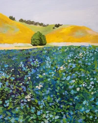 Lebendiges Blaues Blumenfeld