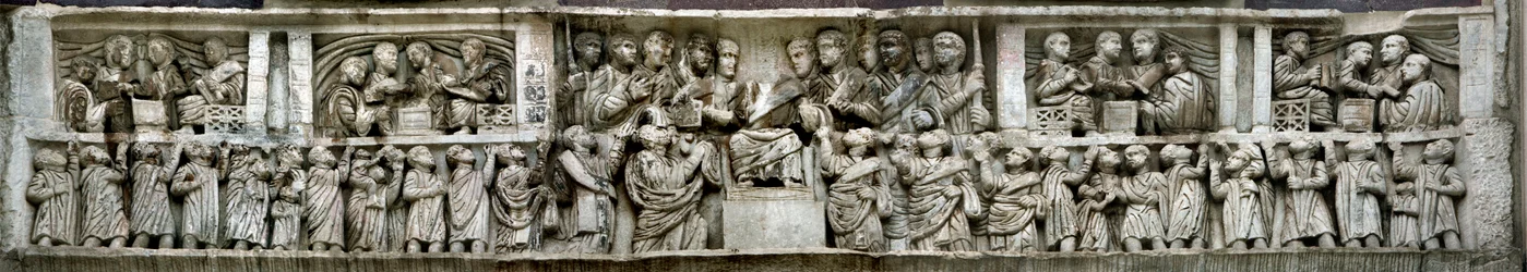 Konstantin verteilt Geld an das Volk (Detail)