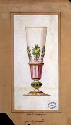 Dekoration für Champagnerflöten, Aquarellzeichnung, Claude-Aymé Chenavard