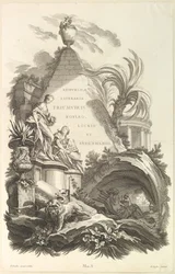 Frontispiz für das Grab von Boyle, Locke und Sydenham, ca. 1736