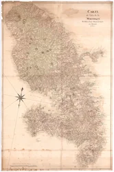 Karte der Insel Martinique, reduziert von einer großen Karte aus dem Jahr 1763, nd [1797] (Manuskript)