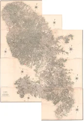 Karte der Insel Martinique, kopiert von einem Original aus dem Jahr 1763. Diese Kopie gezeichnet 1797 von C.J. Sauthier im Alter von 60 Jahren.