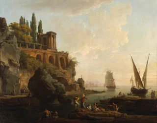 Imaginäre Landschaft, italienische Hafenszene