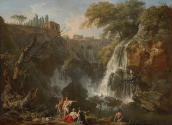 Die Wasserfälle von Tivoli mit der Villa des Maecenas