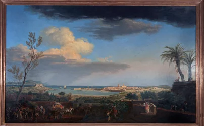 Der Hafen von Antibes in der Provence, gesehen von der Küste