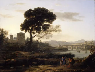 Landschaft in der Nähe von Rom mit Blick auf die Ponte Molle, 1645