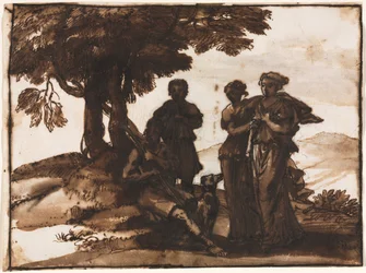 Pastorale Szene mit klassischen Figuren