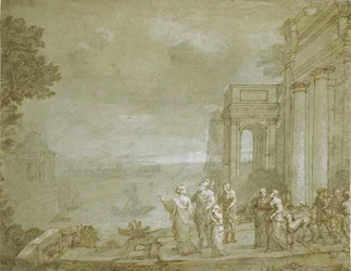 Ansicht von Karthago mit Dido und Aeneas, 1676
