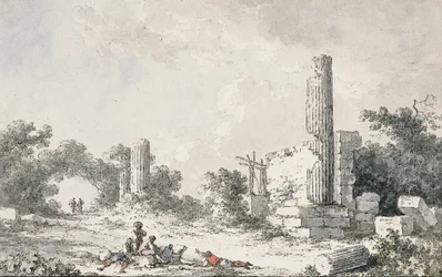 Die Ruinen des Tempels von Kastor und Pollux, Agrigent, mit Künstlern beim Skizzieren