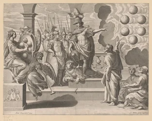 Allegorie mit Soldaten und dem Wappenschild der Medici