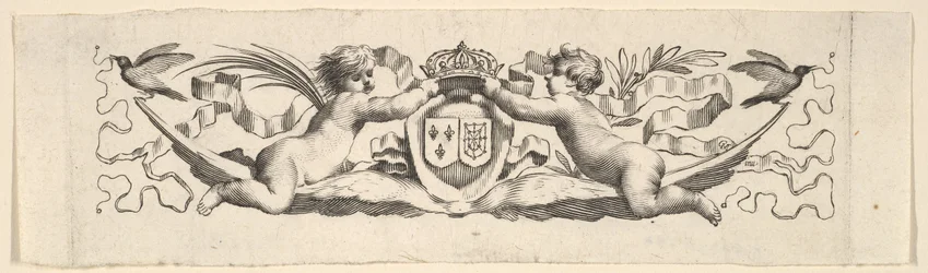 Kopfbedeckung: Zwei Kinder mit den Wappen von Frankreich und Navarra