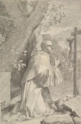 Hl. Bernhard kniet vor einem Kruzifix, ca. 1655