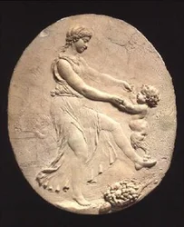 Bacchantin und ein kleiner Satyr