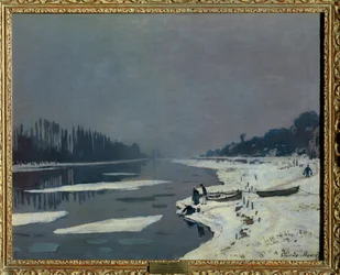 Glacons sur la Seine a Bougival, Yvelines