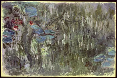 Seerosen mit Spiegelungen von Weiden, ca. 1920