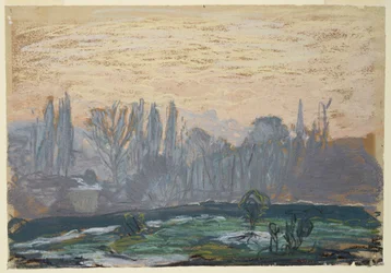 Winterlandschaft mit Abendhimmel, ca. 1870-80