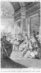 Le mariage de Figaro von Beaumarchais, Akt IV. Zeichnung von St. Quentin, Gravur von Malapeau